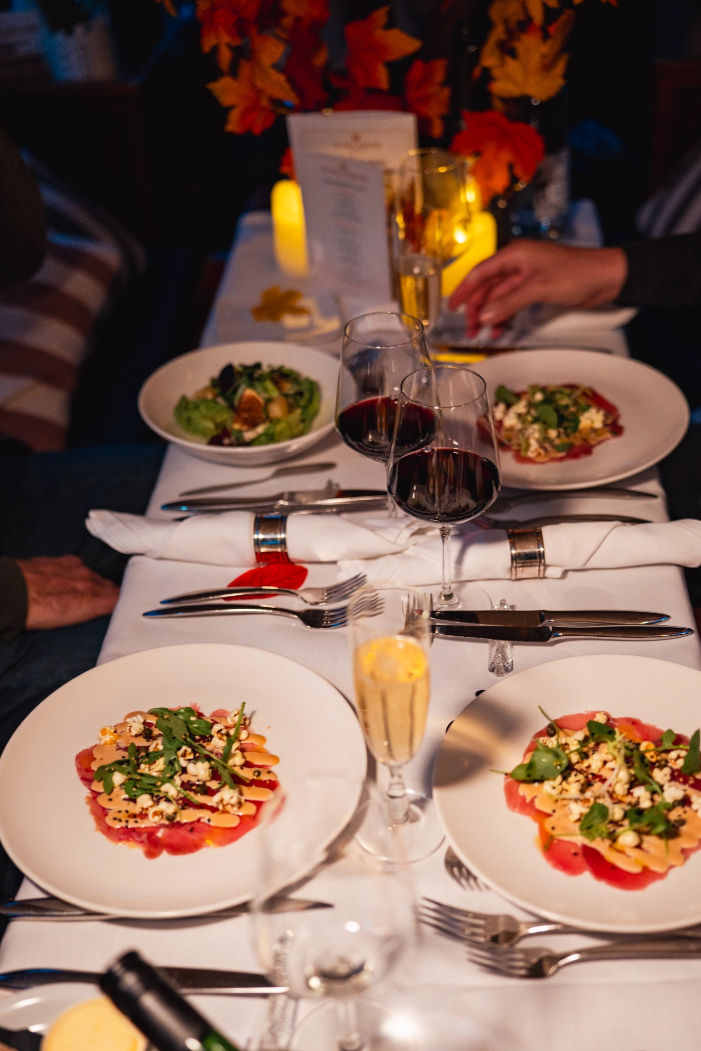 Private dinner cruise table aboard salon boat Energie Amsterdam